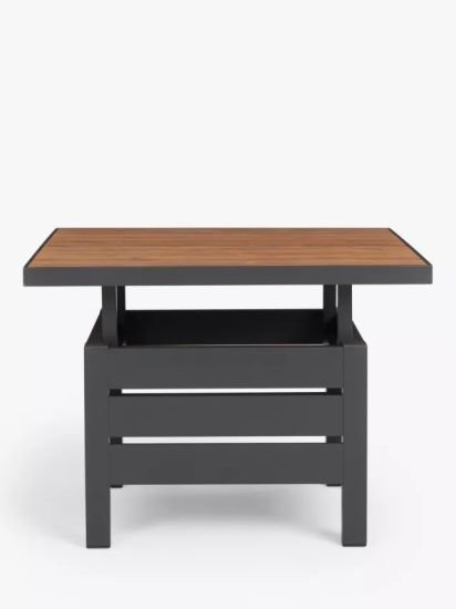 Platform Height-Adjustable Square Garden Dining Table, 81cm, Grey