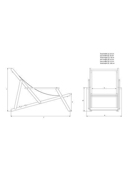 Acacia Chaise Frame and Striped Slings, Natural/Blue and White